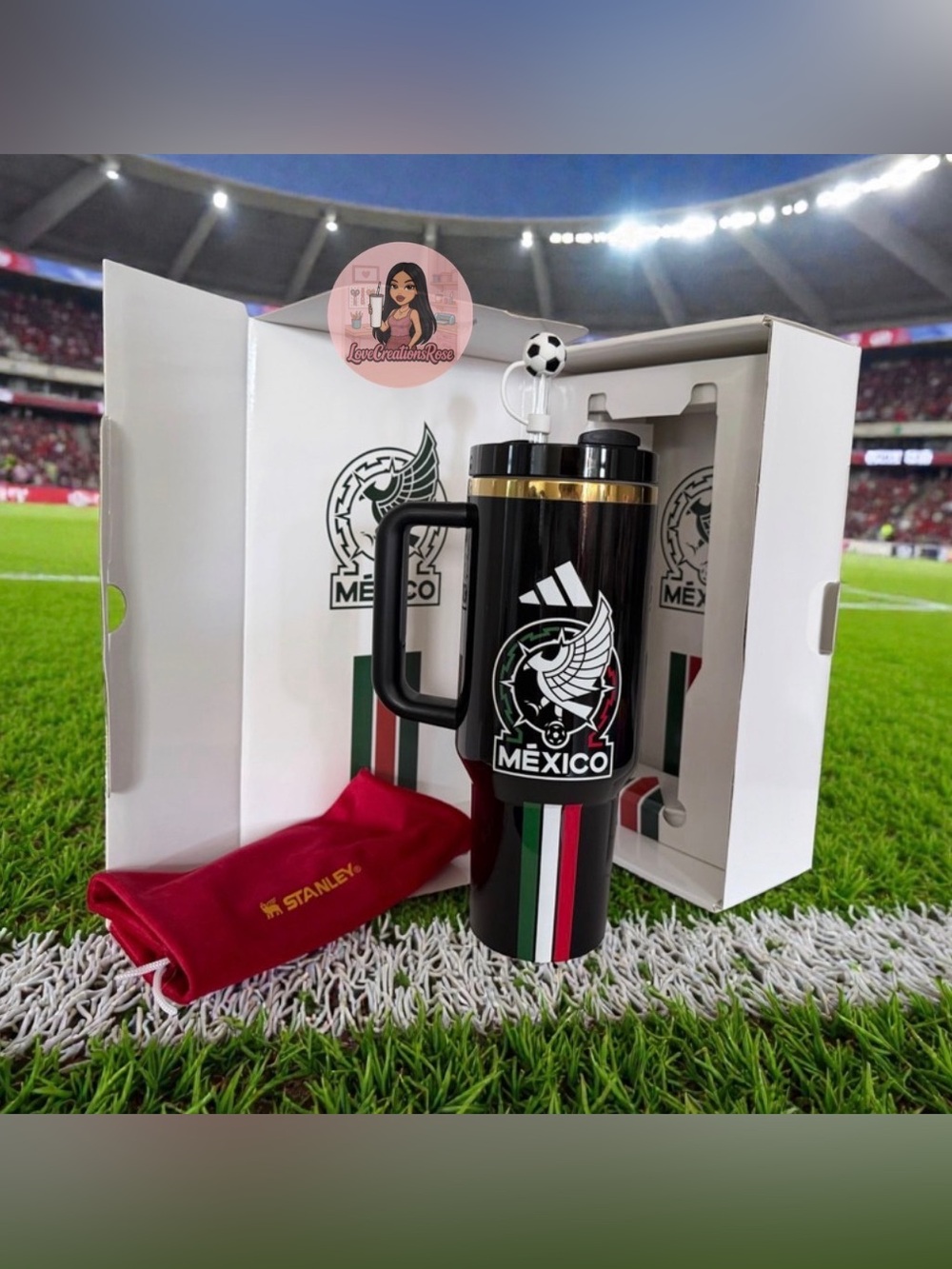 Black 40 oz Mexico Tumbler with Handle & Accents - Picture 2 of 2